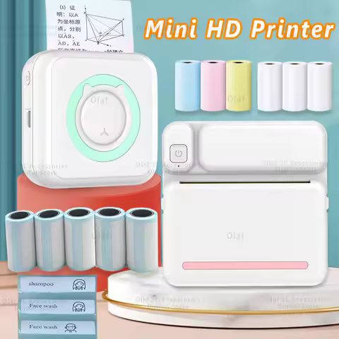 Portable Mini Label Printer Photo Thermal Adhesive Labels Printers Inkless Bluetooth Pocket Mini Pri