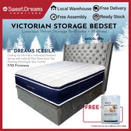 Victorian Bed Frame 1224 | Frame + 11" Cooling Mattress Bundle Package | Single/ Super Single/Queen/King Storage Bed | Divan Bed