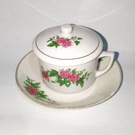 RRT floral patterned saucer cup one set of glass/ 6 pcs glass/ set flower cup set passive cup set/ f