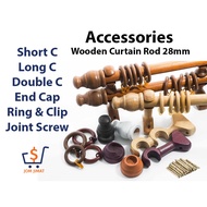 Accessories Wooden Curtain Rod 28mm Rosewood / Aksesori Kayu Langsir / Batang Tirai Kayu