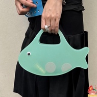 SIRENULA Jelly Handbag, PVC Material Fish Shape Transparent Handbag, Summer Candy Color Beach Bag Pa