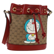 GUCCI GUCCI × Doraemon 聯名款 Micro GG Supreme 手提包 PVC 米色 金色 647801 正品 173166SAM