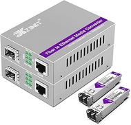 A Pair of 1.25G/s Gigabit Multi-Mode Dual LC Fiber to Ethernet RJ45 Media Converter for 10/100/1000B
