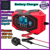 Car Battery Charger, 12V/24V 6Amp Intelligent Automatic Battery Charger / Battery Repair
