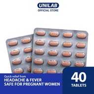 Unilab Biogesic 40 Tablets - 500mg Paracetamol for Quick Relief of Headache and Fever