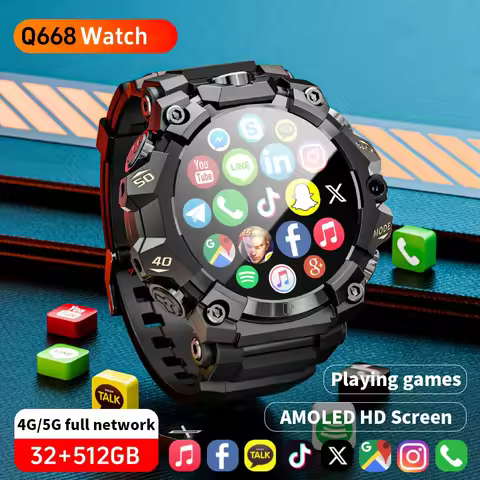 Q668 5G Android Smart Watch With 1.508-inch Amoled Screen 8MP Dual Camera GPS IP68 Waterproof Outdoo