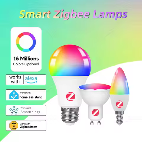 Zigbee 3.0 Smart LED Lamps E27 B22 E14 GU10 Works With Home Assistant Zigbee2mqtt Voice Group Contro