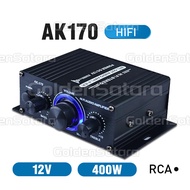 Hifi Mini Stereo Car Amplifier Treble Bass Booster - Ak170 - Black / 400w Amplifier Power Speaker Fu