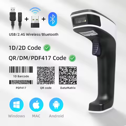 HZ-101WB Wired/wireless 2.4G/Bluetooth Handheld 2D Barcode Scanner for 1D/2D, QR/DM/PDF417 Code for 