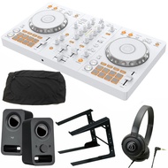 《6月下旬発売》 Pioneer DJコントローラー DDJ-FLX4-W (ホワイト) + ヘッドホン ATH-S100 + PCスタンド + スピーカー Z150 + ダストカバー セット