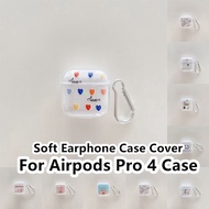 For Airpods Pro 4 Case Cute Simple Transparent Pattern for Airpods Pro 4 Casing Soft Earphone Case Cover