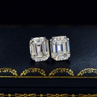 8ct Luxury 100% S925 Silver 8*10 mm Emerald Cut Real Moissanite diamond  4ct White G Earrings for Wo