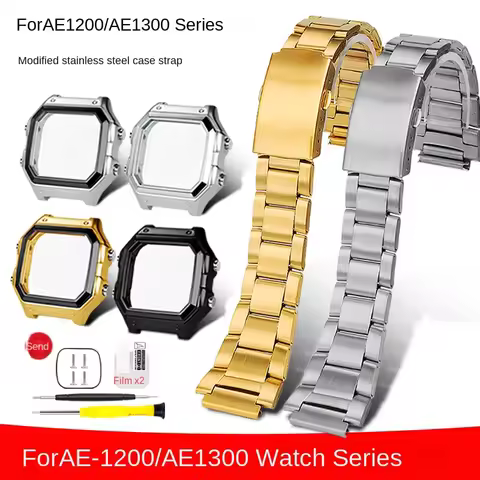 Solid Precision Steel Watchband 18mm For Casio AE1200 AE-1300WH mem’s Metal strap Bracelet AE-1200 S