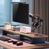 Walnut Monitor Stand For Desk (44 Inch) Large Monitor Stands For 2 Monitors, Desk Shelf For Top Of D