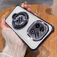 iQOO Neo 10 5G Four Corner Plating Transparent Phone Case With Windmill Bracket For Vivo iQOO Neo 10