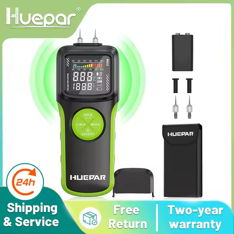 Huepar M03 Digital Wood Moisture Meter Pin & Pinless 2 in 1 Water Leak Detector 9 Types Wood Dampnes