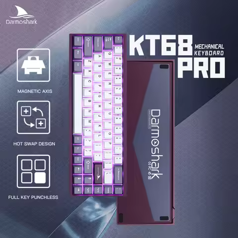 Darmoshark KT68 Pro Gaming Mechanical Keyboard Wired Hot Swap 68 Keys Aluminum Alloy Customized Magn