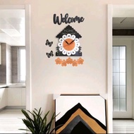 JD022 Welcome Home Flower 3D wall clock 3D 3 layers Aesthetic Home decoration