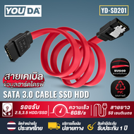 YOUDA สาย SATA 3.0 6Gbps ของแท้ ของใหม่ ใช้ทองแดงแดงแท้ ความยาวสาย 50ซม. SATA III Cable HDD SSD  สาย
