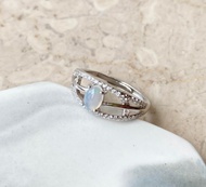 天然歐泊石925純銀戒指裸石寶石輕珠寶半寶石