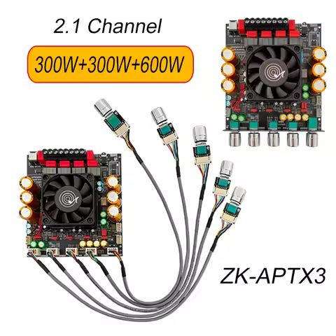 ZK-APTX3 2.1 Channel Qualcomm BT Sound Amplifier Board 300W+300W+600W TPA3255 Audio Stereo Equalizer