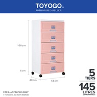 609-5 Plastic Storage Cabinet / Drawer With Wheels (5 Tier)