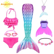 AngelGirl Mermaid Tails With Monofin Bikini Bathing Children Suit Swimsuit Kids Cosplay Costume Swim