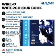 MayArt SC Wire-O Watercolour Book 300gsm 100% Cellulose Cold Pressed A3/A4 Buku Cat Air Wire-O