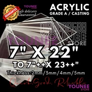 7 x 22 inches TO 23 ++INCHES acrylic sheet with 2mm, 3mm 4mm and 5mm / transparent akrilik