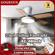 【GOGEOUS】42/48inch ceiling fan with light remote control DC motor 6 speed cooling fan ceiling fans angin kuat kipas siling lampu ruang tamu 风扇灯遥控 wooden blades fans ceiling fan light for living room bedroom