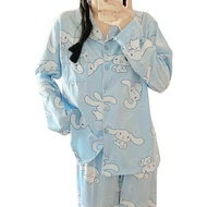 Oxsioeih Kawaii Pajamas For Women Two-Piece Set Cute Cartoon Girls Pajamas Pants Cardigan Sleepwear 