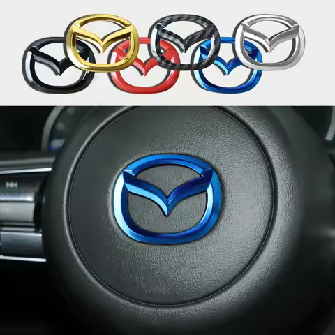 1pc ABS Car Steering Wheel Center Emblem Sticker Auto Interior For Mazda Speed MS 3 5 6 Axela Atenza