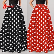 Skirt Polkadots Tema Retro 60an 70an Saloma Pramlee Polka Dot High Waist Party Swing Pleated Dinner 