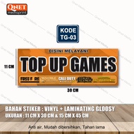 STIKER TOP UP GAMES + LAMINASI GLOSSY