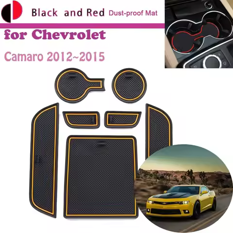 Rubber Door Groove Mat for Chevrolet Camaro 2012~2015 2013 2014 Cushion Gate Storage Slot Coaster Du