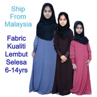 batik Jubah Kanak-kanak Perempuan-Jubah Budak-Jubah Kids-Plain Kid Dress With Cuff-Baju Raya 2021
