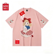 COD Summer 女士T恤 New Miniso Women's Clothing Short Sleeve T-shirt, Cute Imitation Embroidery Print#Q1