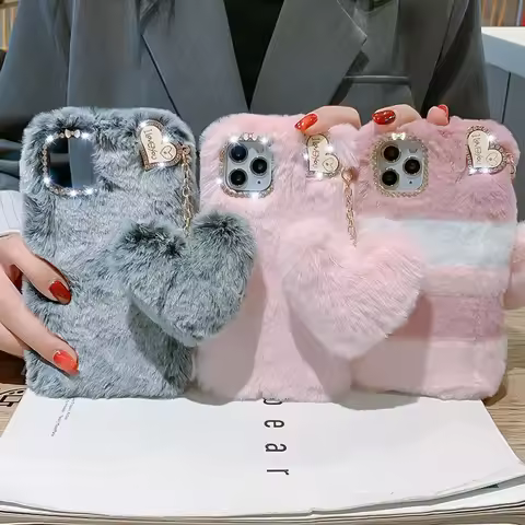 Luxury Diamond Fluffy Heart Phone Case For VIVO V70 V60 V50 V40 Y31D Y21D Y29S Y19S Y05 Y04 Y03 Y02 