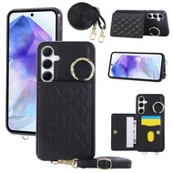 Card Case For Samsung A55 With Diagonal Strap Lanyard Coin Purse Case Mobile Phone Shell Wth Card Ho