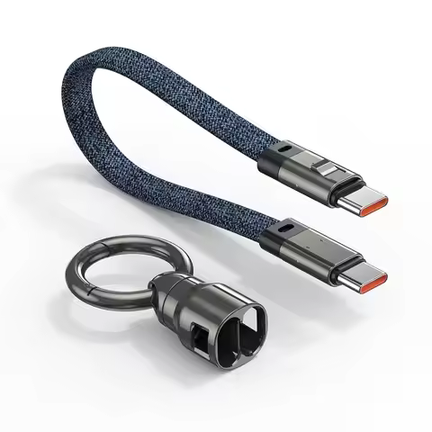 Short 0.22m USB C to Type C Cable Portable Keychain,240W Fast Charging Cable for iPhone 15/16/17,Sam