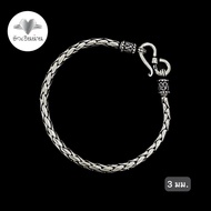 Hug Ngern Nan Shop Ready To Arrange ems 92.5% Pure Silver Bracelet Size 3 Mm. Wrist 15 Cm. Polished 