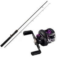 Satu set reel dan joran 1.8M~2.1M dan reel full metal Setelan warna ungu / pancing 1 set lengkap kua