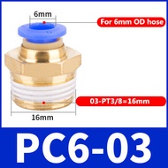 PC Air Pneumatic Fitting Quick Connector 4-m5 4-M6 4mm 6mm 8mm 10mm 12mm Male Thread 1/4 1/2 1/8 3/8