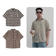 Shirt short sleeve Flannel Sim ODIN CLUB, Men's loose short-sleeved shirt, Local Brand ODIN CLUB