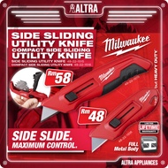 MILWAUKEE Compact Side Sliding Utility Knife Cutter With Spare Blade Belt Clip - 48221515 / 48221516