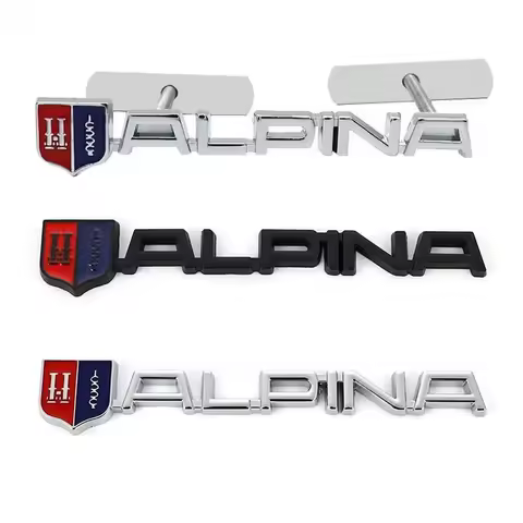 3D Metal Chrome Black Logo ALPINA Rear Trunk Fender Emblem Sticker Car Front Grill Badge Decaks Auto