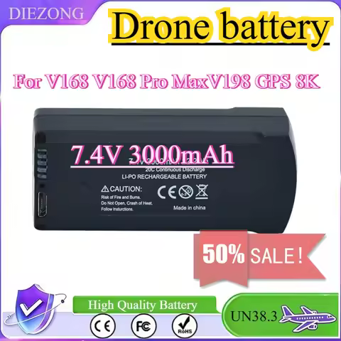 New V168 Pro Max 7.4V 3000mAh Lipo Battery Suitable for V168 V198 GPS 8K 3.7V 2000mAh Drone Charging