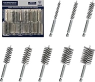 [8-Size] Bore Brush Set, Stainless-Steel Wire Cleaning Brushes for Power Drill, 1(1/8) to 1/4-inch D