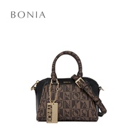 Bonia Black Lara Monogram Satchel Bag