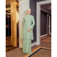 HIJABISTAHUB AMAYA KEBAYA - BAJU & VEIL - TUNANG/NIKAH/RAYA/  2XL SIZE GREEN TEA- NOT A PRELOVED ITE